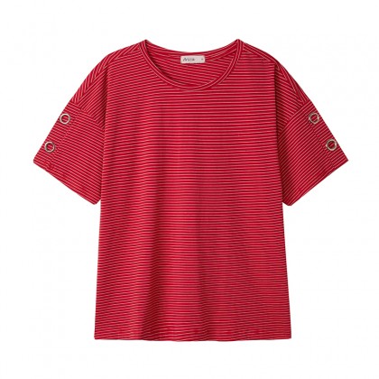 Arissa Plus Size Casual Short Sleeves Knit Tee - ARS-9546-C1 Arissa Plus Size Casual Short Sleeves Knit Tee - ARS-9546-C1